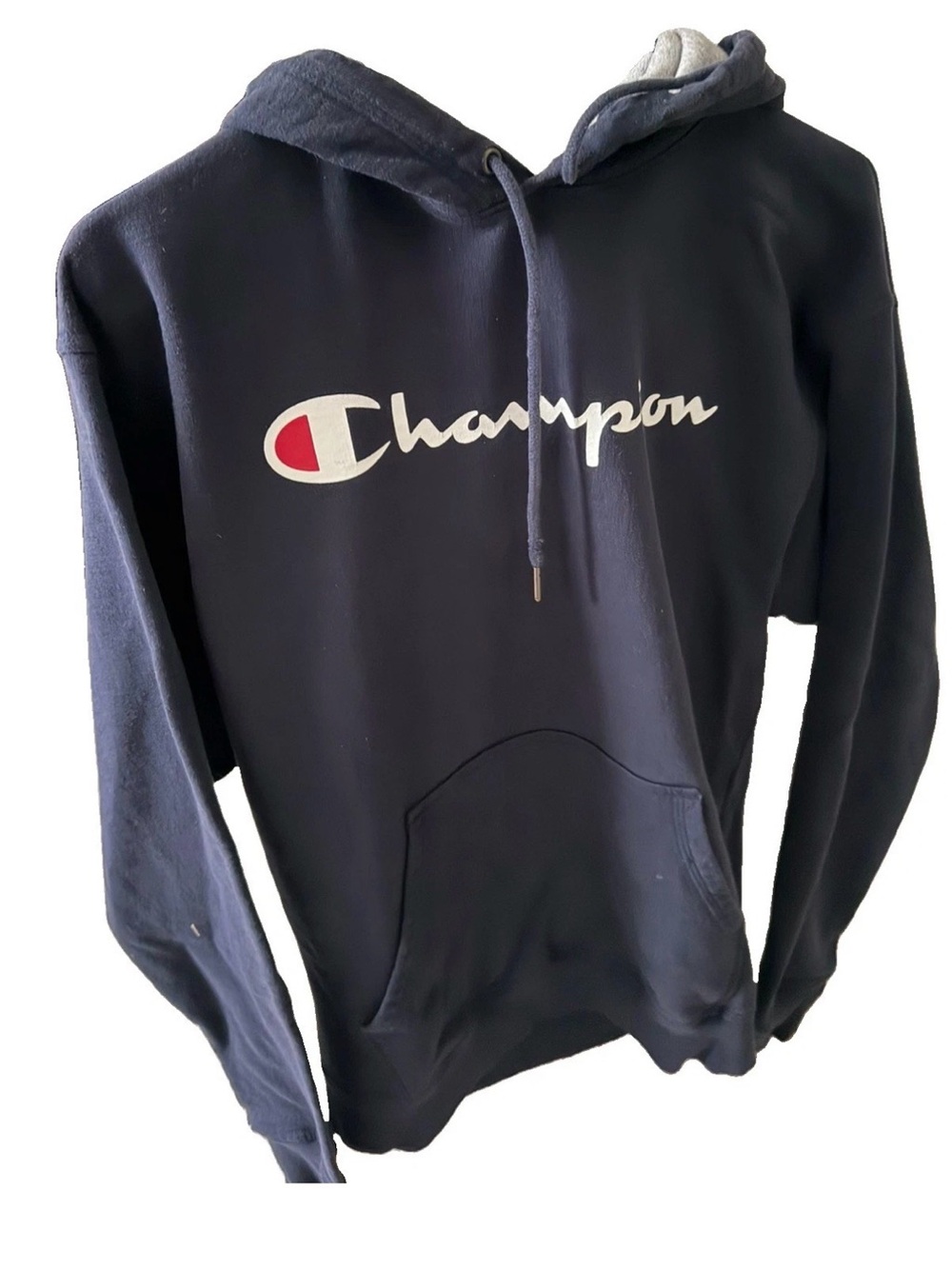 Champion Men’s Navy Logo Hoodie Sweatshirt Med